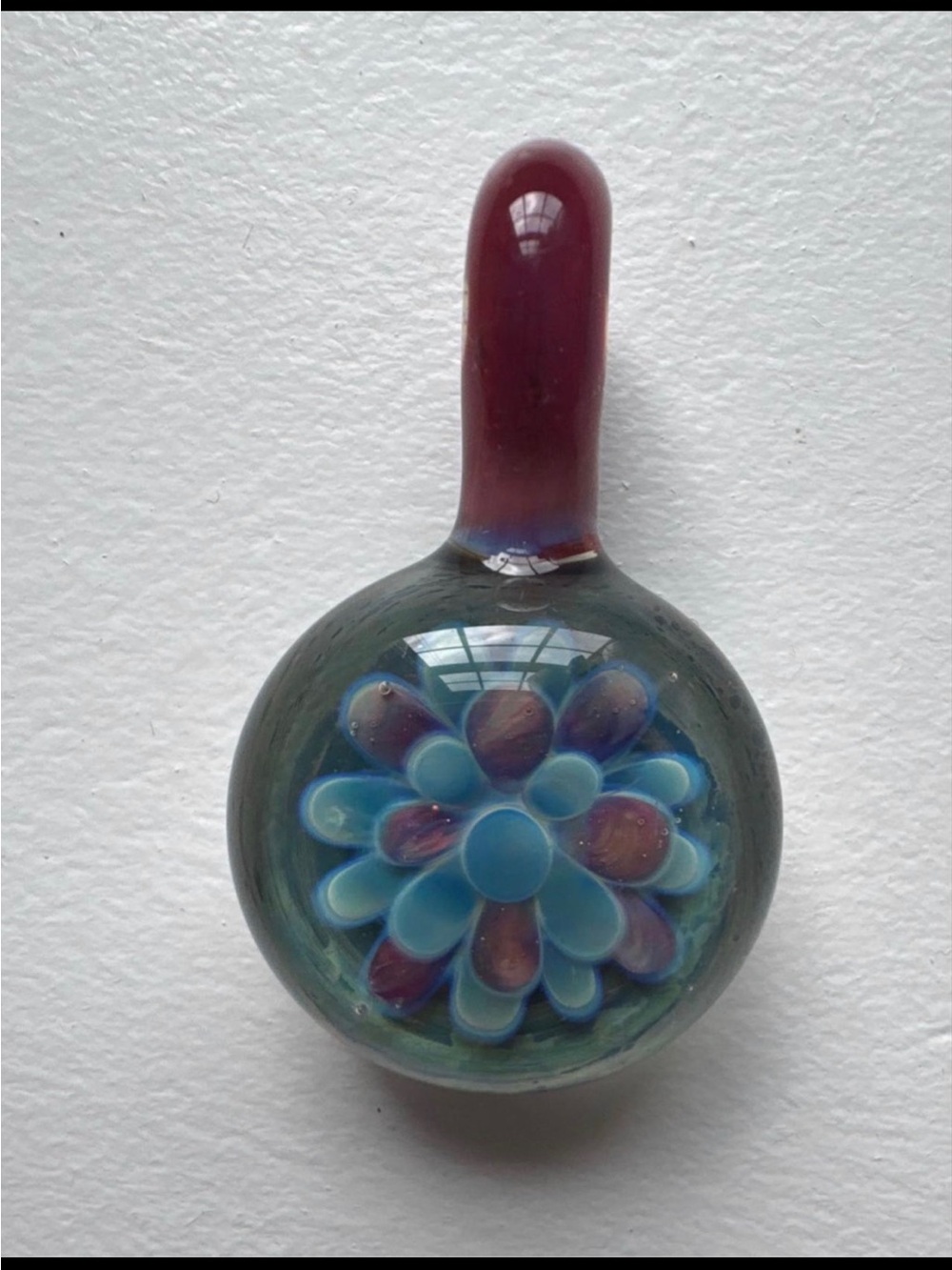 Glass flower implosion glass pendant